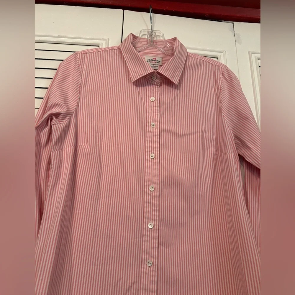 J Crew Pink Strip Button Down Stretch Perfect size S